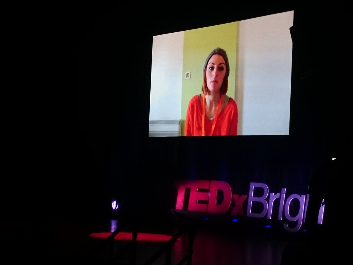 Elaine Ortiz speaking to TedX Brighton audience